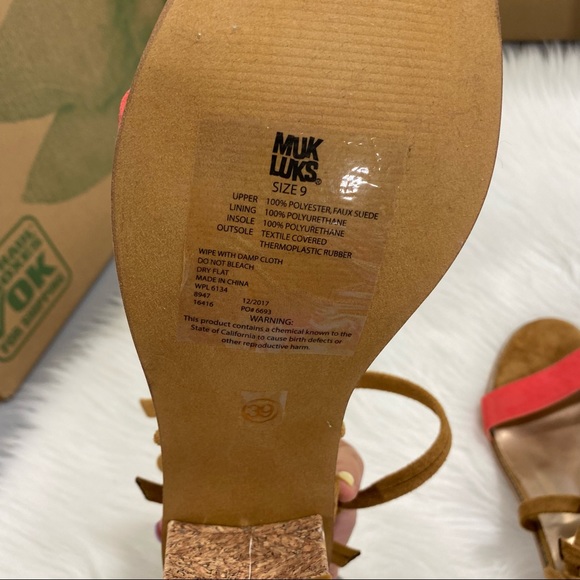 MUK LUKS Sasha Cork Block Heel Bow Sandal SZ 9 - Picture 6 of 7